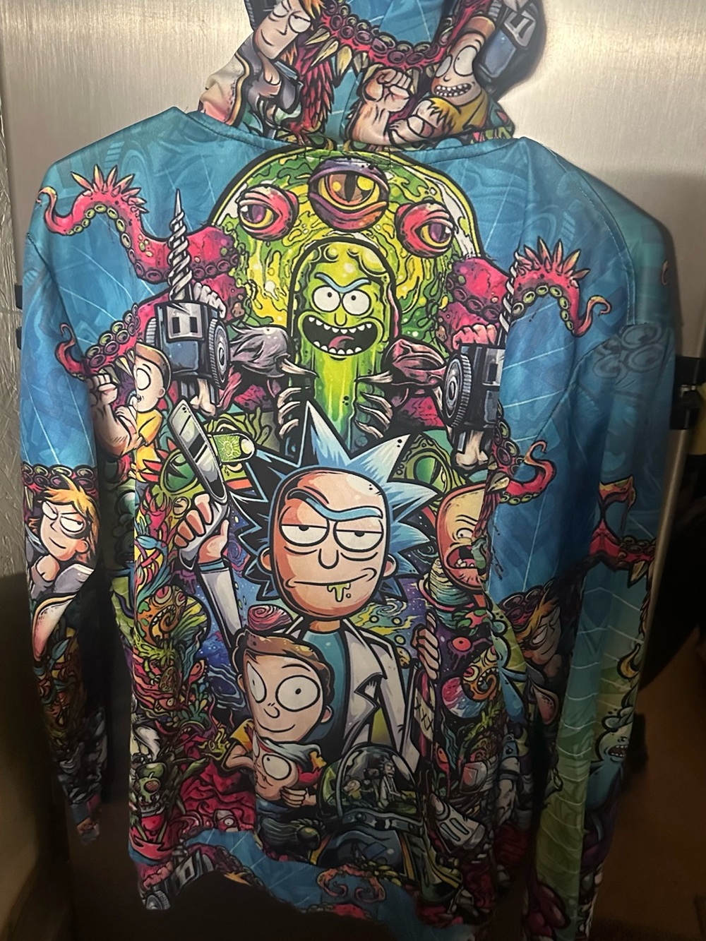 Yeezy Blue Multicolor Rick & Morty Graphic Hooded Jacket